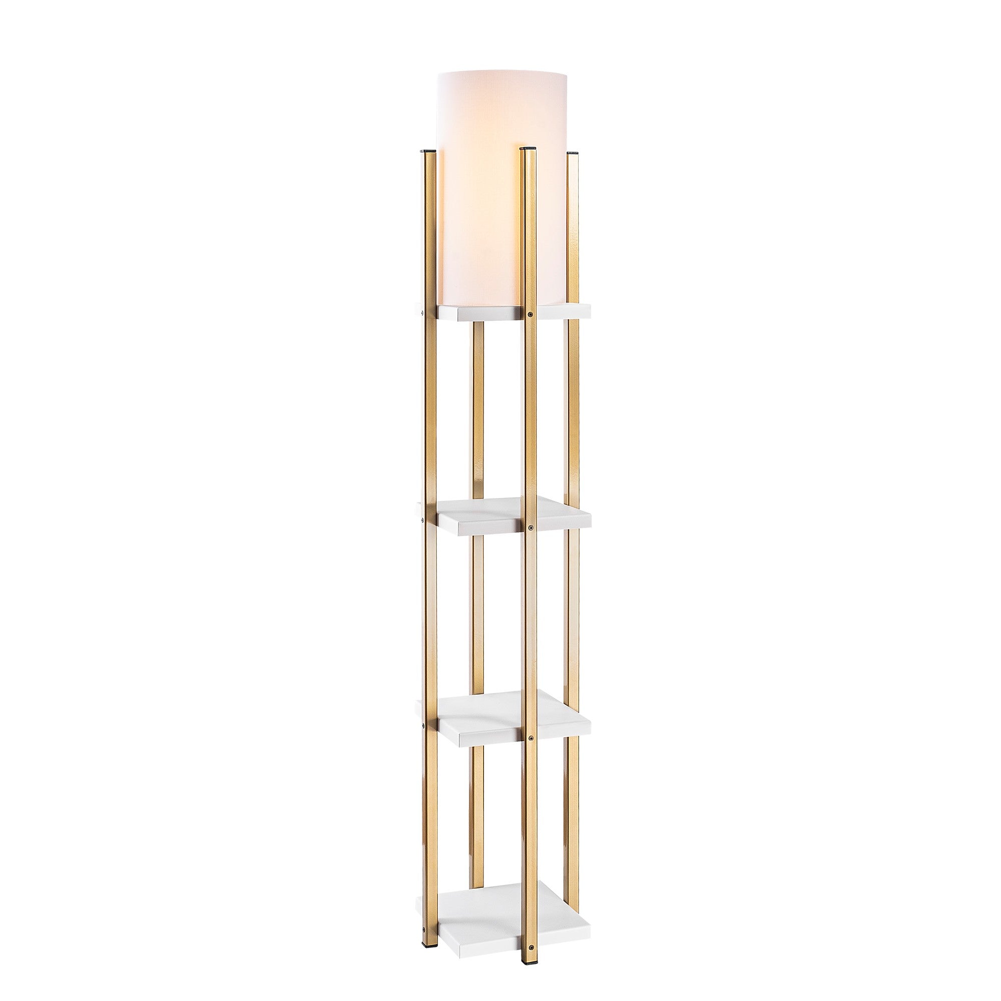 Candeeiro de Pé Escandinava, Branca e Dourada, 130 cm de Altura | Corpo em Metal, Abajur de 20 cm, 1 Soquete E27, 40 W Máx., IP20, Cabo de 400 cm | Iluminação Elegante e Funcional
