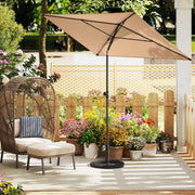 Guarda-Sol sem Base com Teto Inclinável e Botões de Pressão Toldo Portátil para Jardim com Bolsa de Transporte 213 x 140 cm Bege