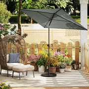Guarda-Sol sem Suporte com Teto Inclinável e Botões de Pressão Toldo Portátil para Jardim com Bolsa de Transporte 213 x 140 cm Cinza