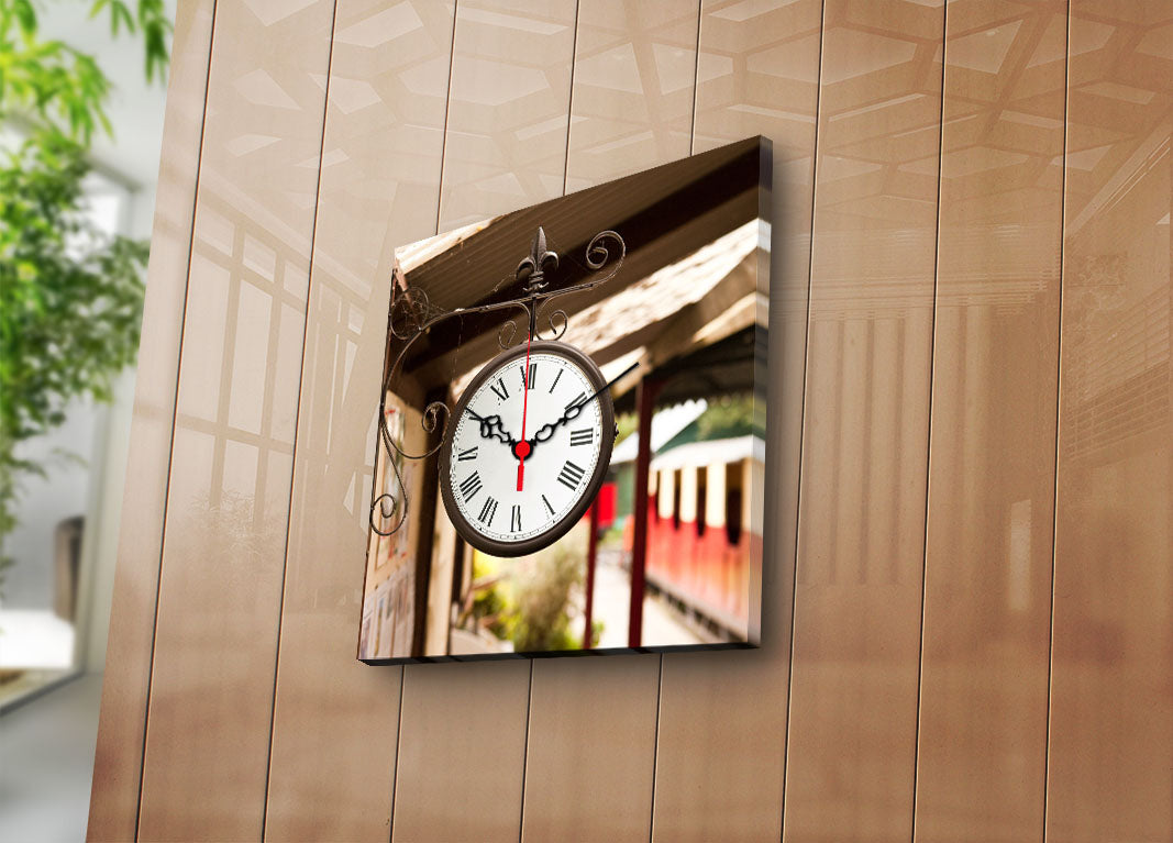 Relógio de Parede Decorativo em Tela Suede 28x28 cm Multicolor 2828CS-3 – Moldura de Madeira 3 cm