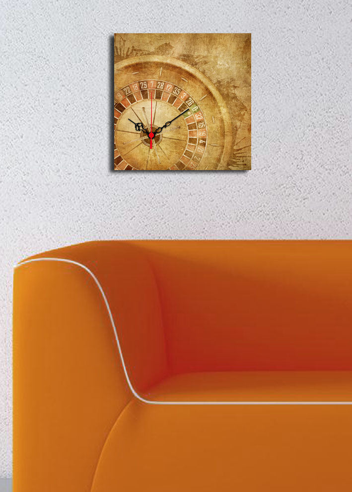 Relógio de Parede Decorativo em Tela Suede 28x28 cm — Multicolor, Moldura de Madeira 3 cm (2828CS-5)