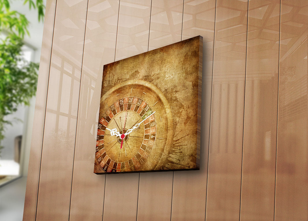 Relógio de Parede Decorativo em Tela Suede 28x28 cm — Multicolor, Moldura de Madeira 3 cm (2828CS-5)