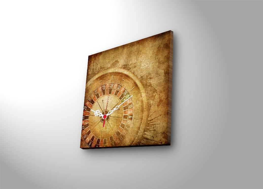Relógio de Parede Decorativo em Tela Suede 28x28 cm — Multicolor, Moldura de Madeira 3 cm (2828CS-5)