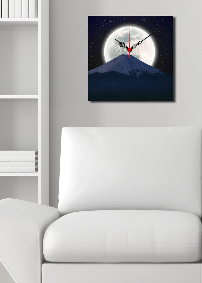 Relógio de Parede Decorativo em Tela Suede Multicolor 28x28 cm com Moldura de Madeira 3 cm (Modelo 2828CS-15)