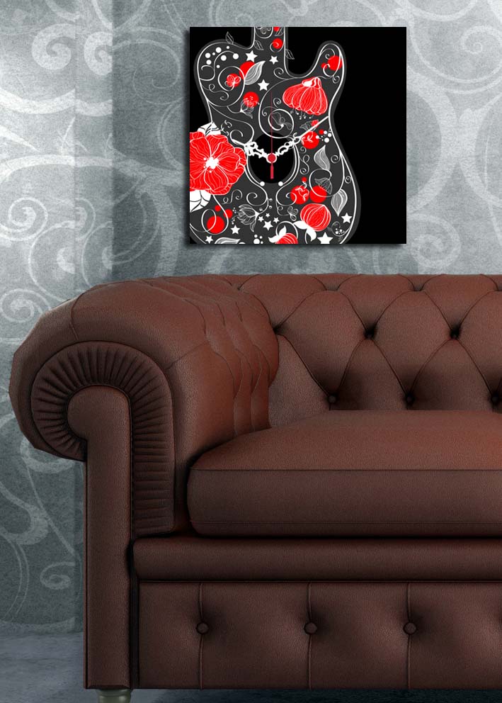 Relógio de Parede Decorativo em Tela Suede 28x28 cm, Multicolor, Moldura de Madeira 3 cm – 2828CS-18