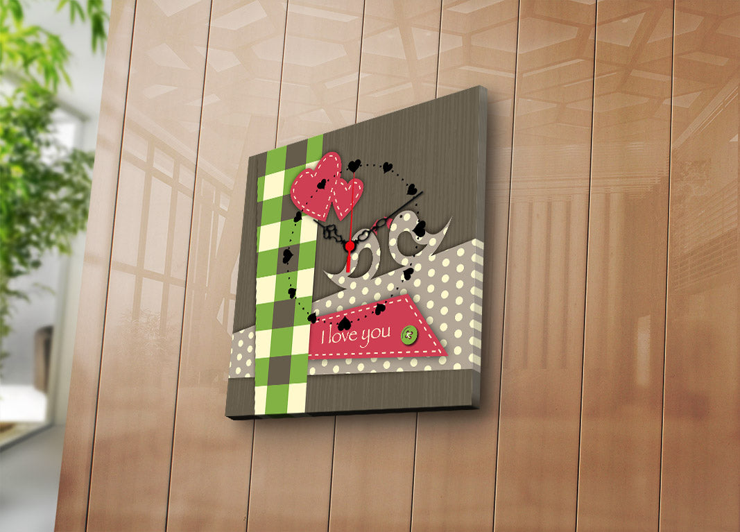 Relógio de Parede Decorativo em Tela Suede 28x28 cm – Multicolor, Moldura de Madeira 3 cm