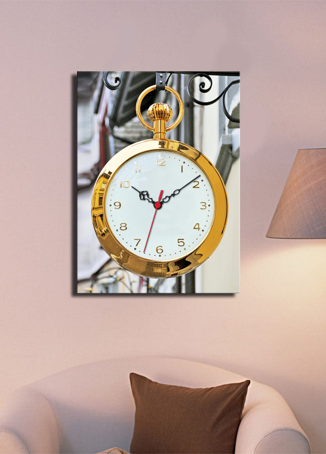Relógio de Parede Decorativo em Tela Suede 100% — Multicolor, 30x40 cm, Moldura de Madeira 3 cm (Modelo 3040CS-66)