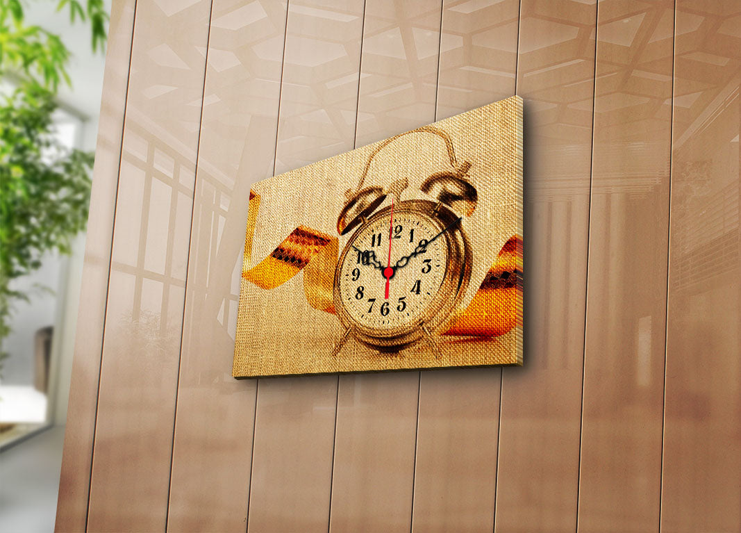 Relógio de Parede em Tela Decorativa Multicolor 30x40 cm – 100% Suede Canvas, Moldura de Madeira 3 cm