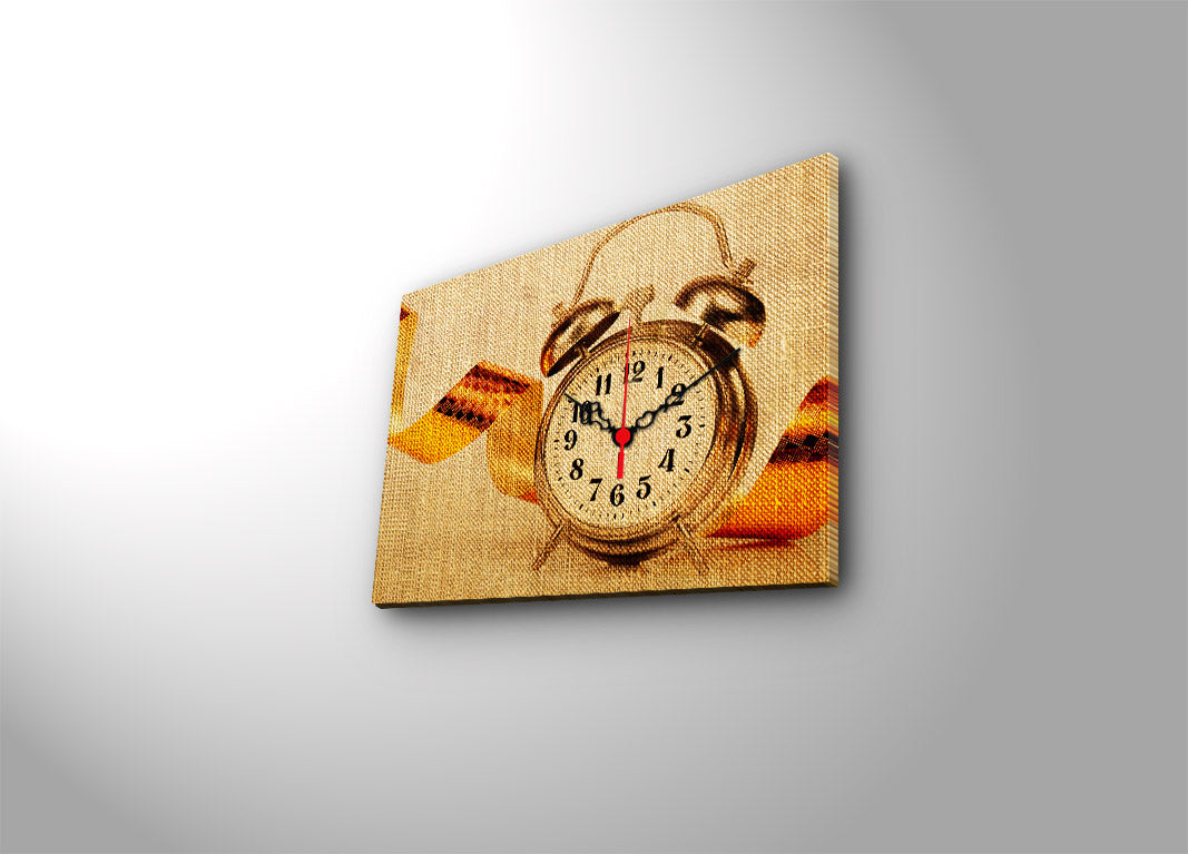 Relógio de Parede em Tela Decorativa Multicolor 30x40 cm – 100% Suede Canvas, Moldura de Madeira 3 cm