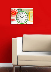 Relógio de Parede em Tela Suede 100% Multicolor 30x40 cm com Moldura de Madeira 3 cm – 3040CS-86