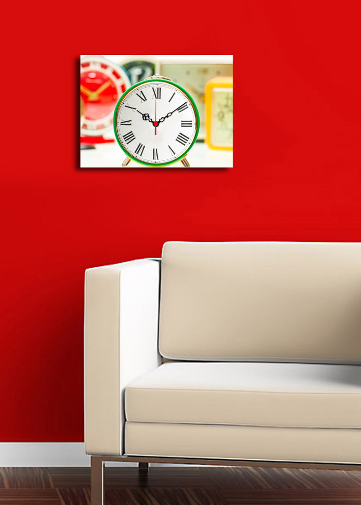 Relógio de Parede em Tela Suede 100% Multicolor 30x40 cm com Moldura de Madeira 3 cm – 3040CS-86