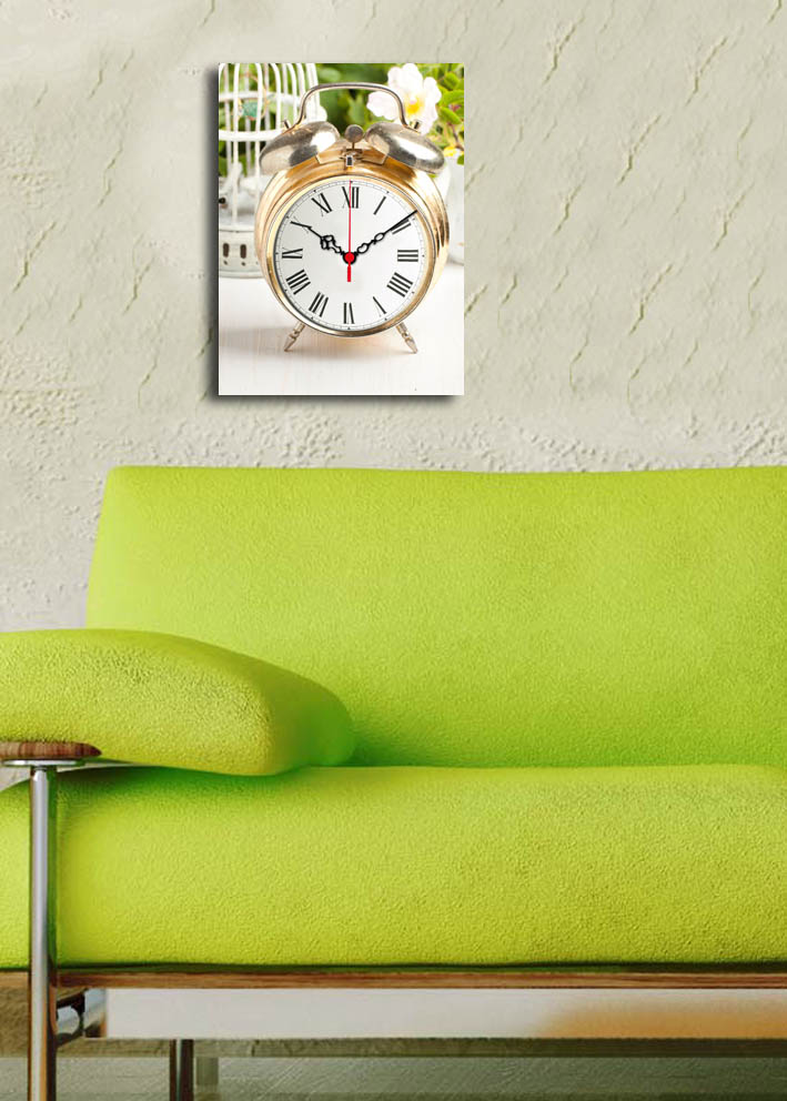 Relógio de Parede em Tela Decorativa Multicolorido 30x40 cm, Tela Suede 100% com Moldura de Madeira (3 cm) – 3040CS-87