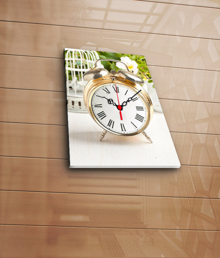 Relógio de Parede em Tela Decorativa Multicolorido 30x40 cm, Tela Suede 100% com Moldura de Madeira (3 cm) – 3040CS-87