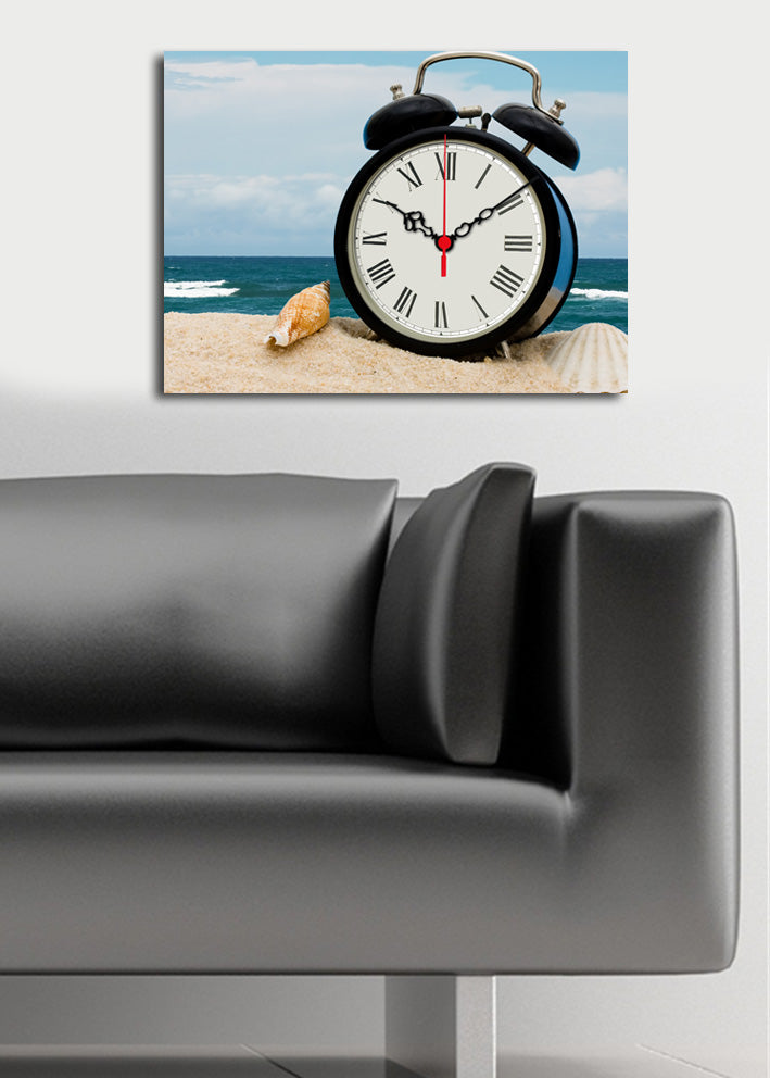 Relógio de Parede em Tela Suede Multicolor 30x40 cm com Moldura de Madeira (3 cm) – 3040CSMOR-2
