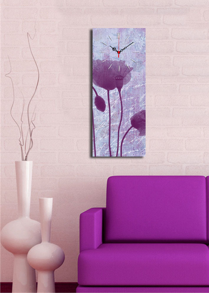 Relógio de Parede Decorativo em Tela Suede 100%, Multicolor, 30x70 cm, Moldura de Madeira 3 cm