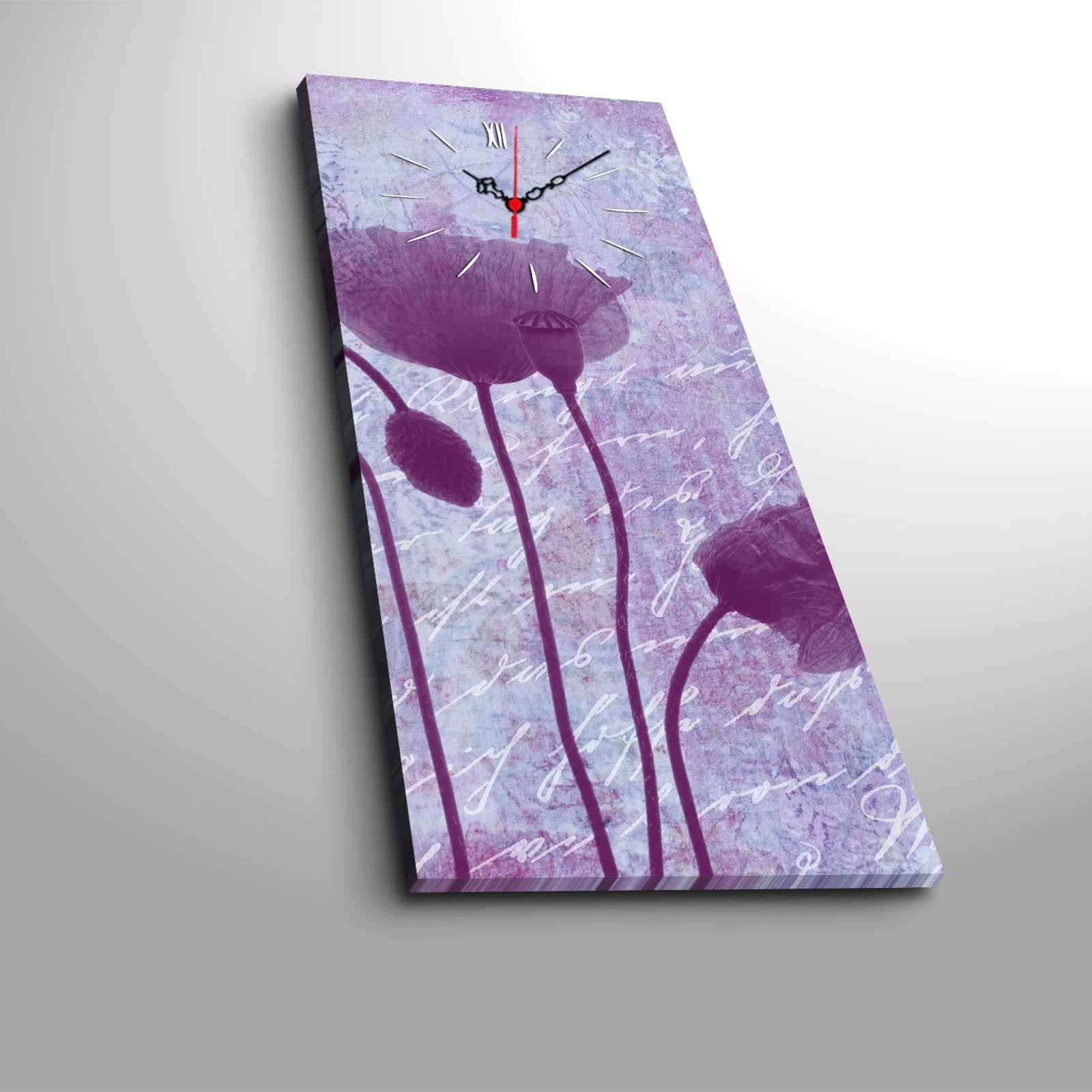 Relógio de Parede Decorativo em Tela Suede 100%, Multicolor, 30x70 cm, Moldura de Madeira 3 cm