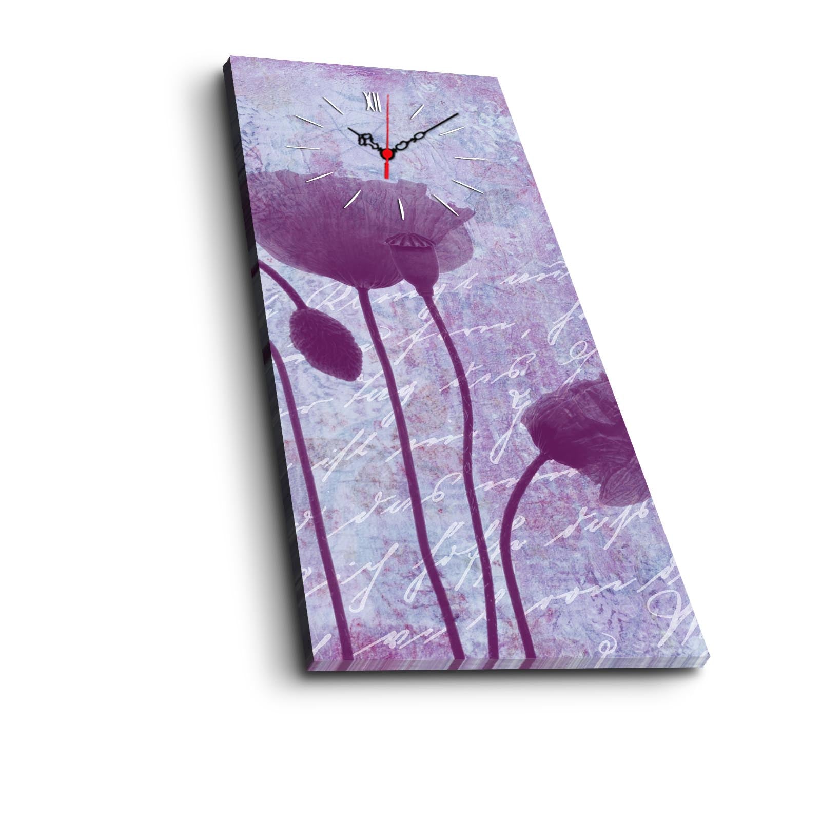 Relógio de Parede Decorativo em Tela Suede 100%, Multicolor, 30x70 cm, Moldura de Madeira 3 cm