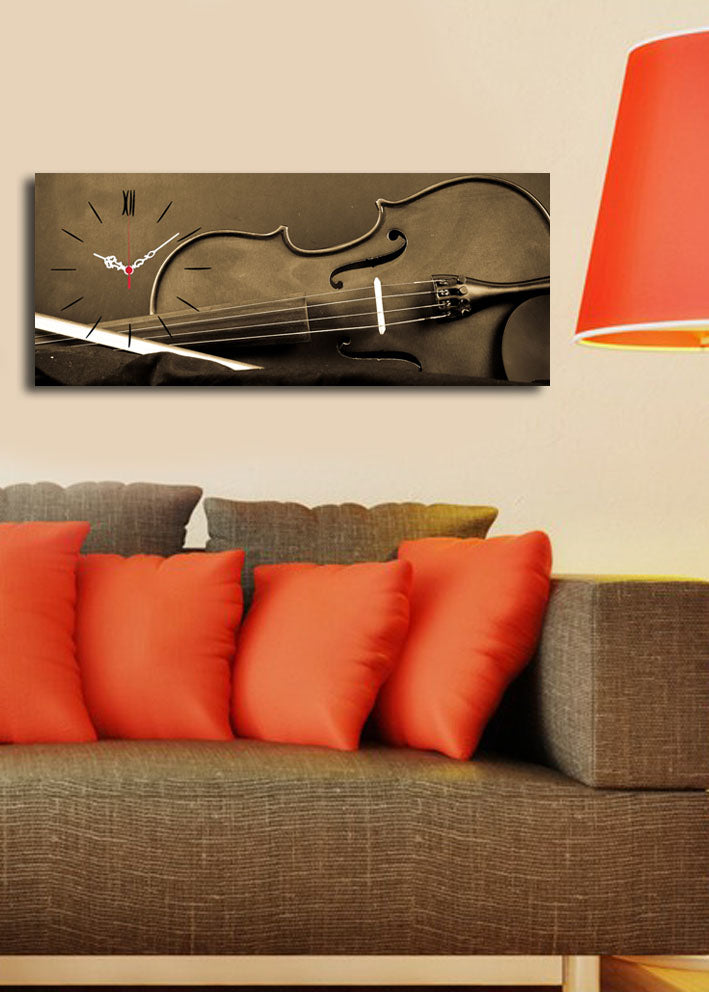 Relógio de Parede Decorativo em Tela Suede 100%, Multicolor, 30x70 cm, Moldura de Madeira 3 cm