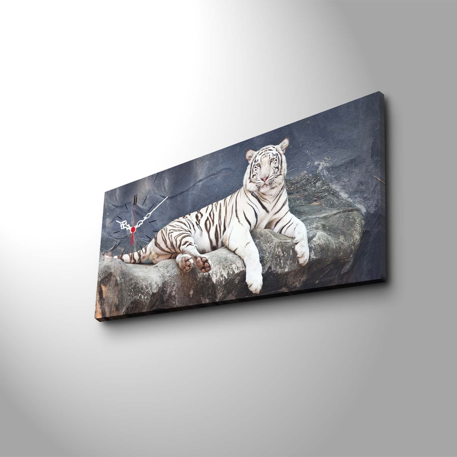 Relógio de Parede em Tela Decorativa Multicolor 30x70 cm – Tela de Camurça 100% e Moldura de Madeira 3 cm