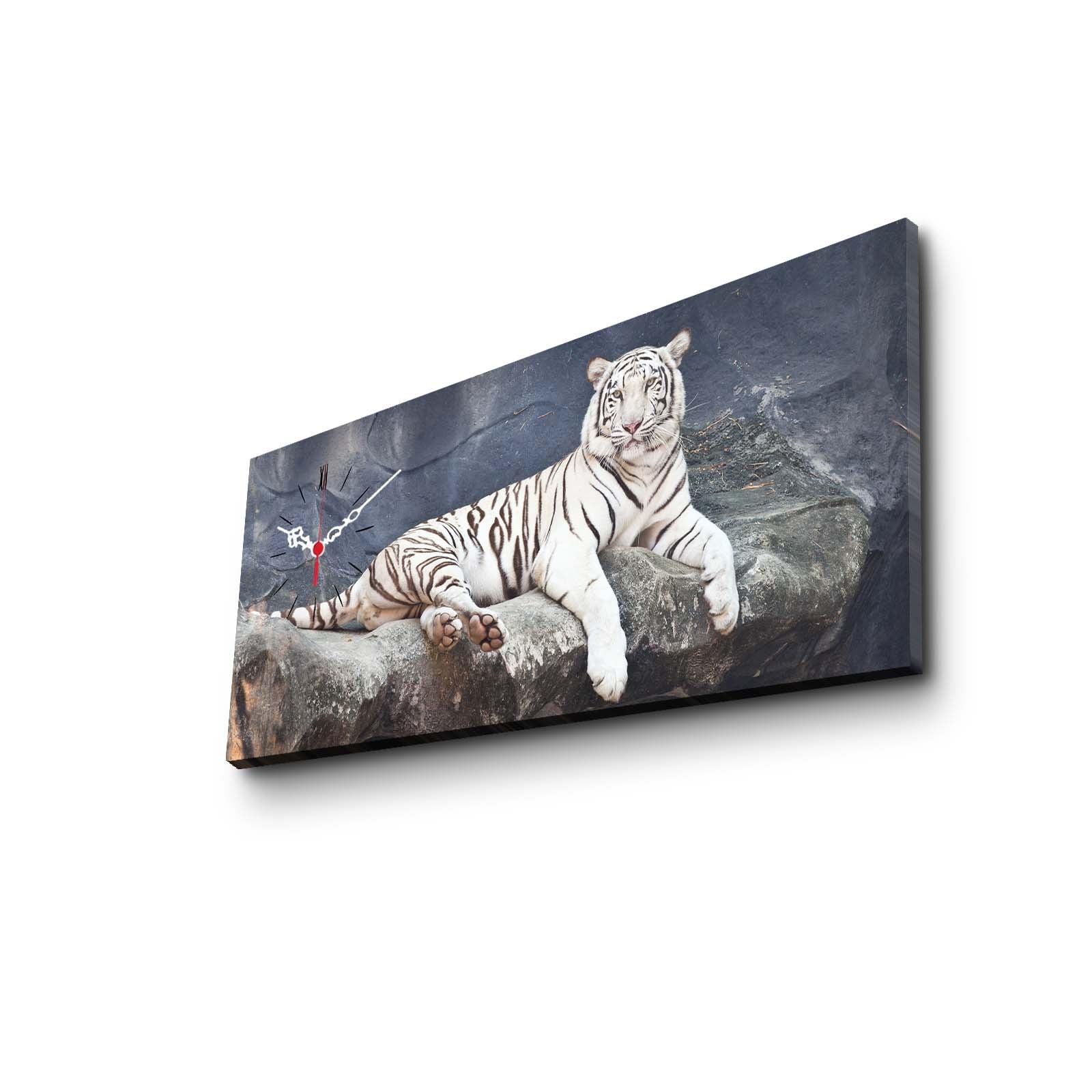 Relógio de Parede em Tela Decorativa Multicolor 30x70 cm – Tela de Camurça 100% e Moldura de Madeira 3 cm