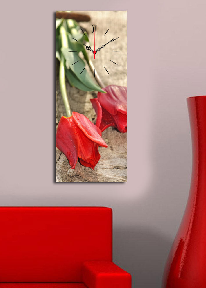 Relógio de Parede em Tela Decorativa Multicolor 30x70 cm | Tela de Camurça 100% e Moldura de Madeira 3 cm – 3070CS-40