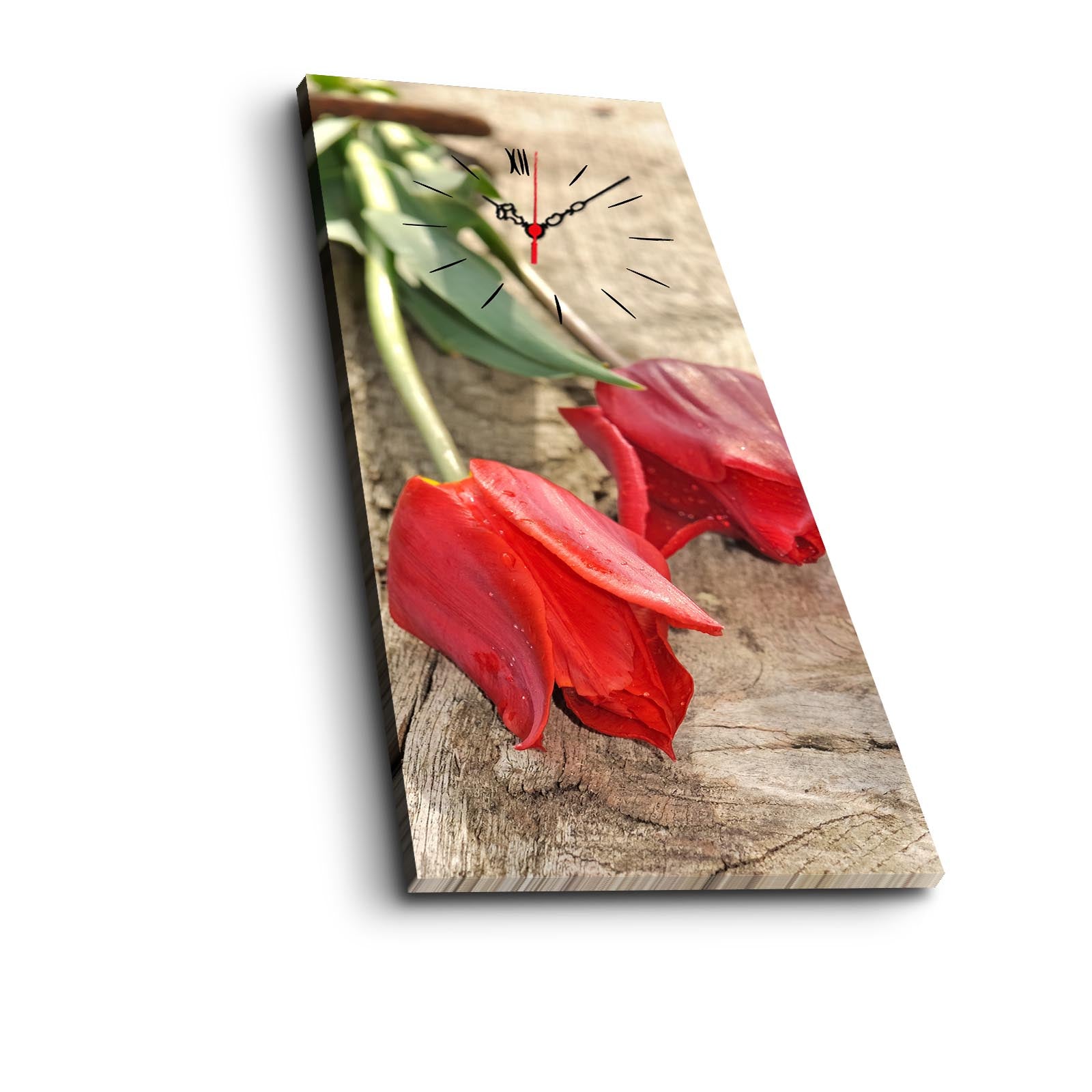 Relógio de Parede em Tela Decorativa Multicolor 30x70 cm | Tela de Camurça 100% e Moldura de Madeira 3 cm – 3070CS-40