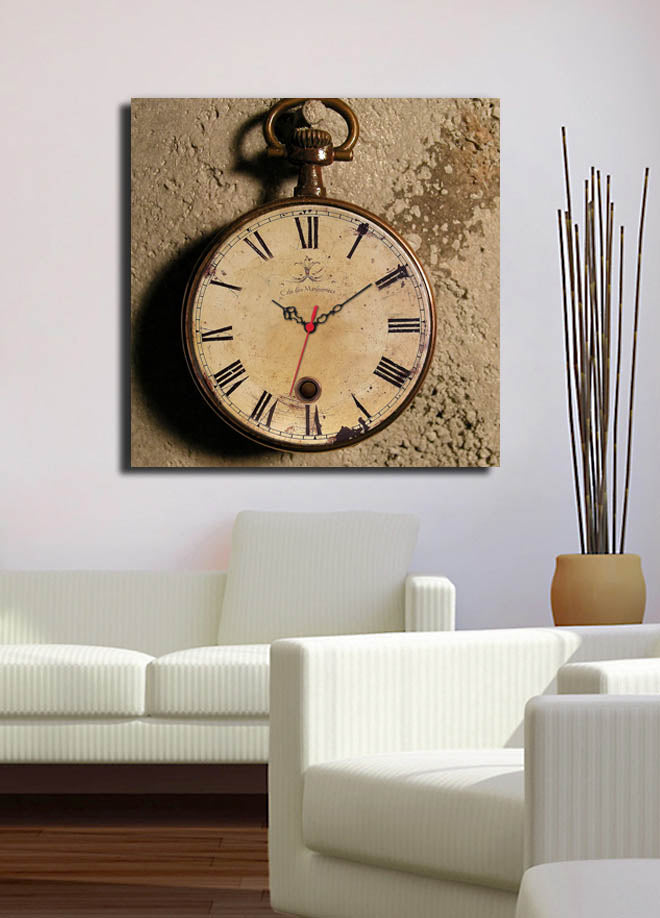 Relógio de Parede em Tela Suede 45x45 cm – Multicolor, Moldura de Madeira 3 cm (4545CS-1 | 228CLA1648)