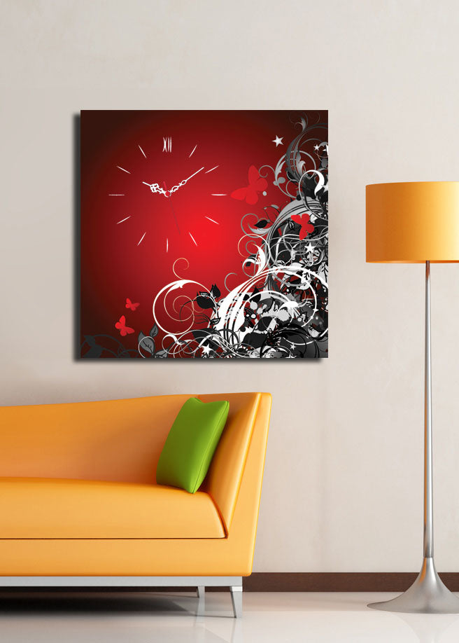 Relógio de Parede em Tela Decorativa Multicolor 45x45 cm – Tela Suede 100% com Moldura de Madeira 3 cm | 4545CS-10