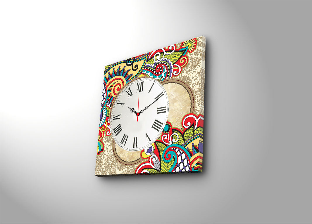 Relógio de parede decorativo elegante em tela, 45 x 45 cm, 100% camurça, estrutura de madeira resistente de 3 cm | Perfeito para decoração de casa e espaços modernos