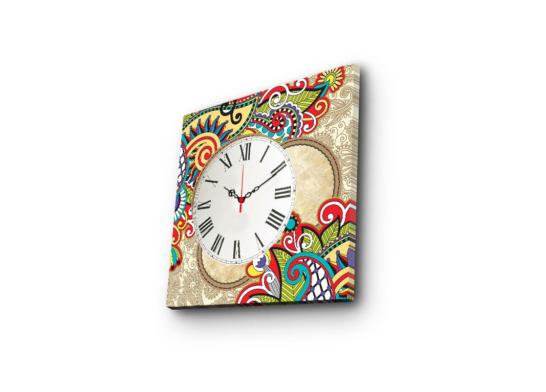Relógio de parede decorativo elegante em tela, 45 x 45 cm, 100% camurça, estrutura de madeira resistente de 3 cm | Perfeito para decoração de casa e espaços modernos