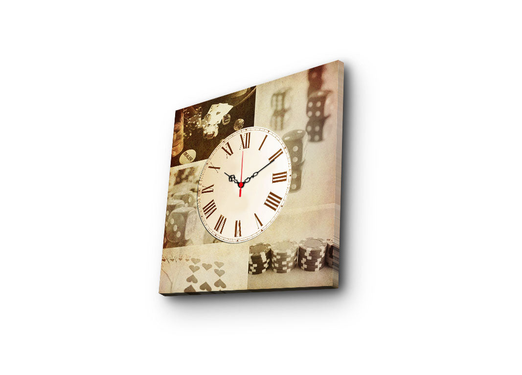 Relógio de Parede Decorativo Multicolor 45x45 cm em Tela Suede 100% com Moldura de Madeira 3 cm