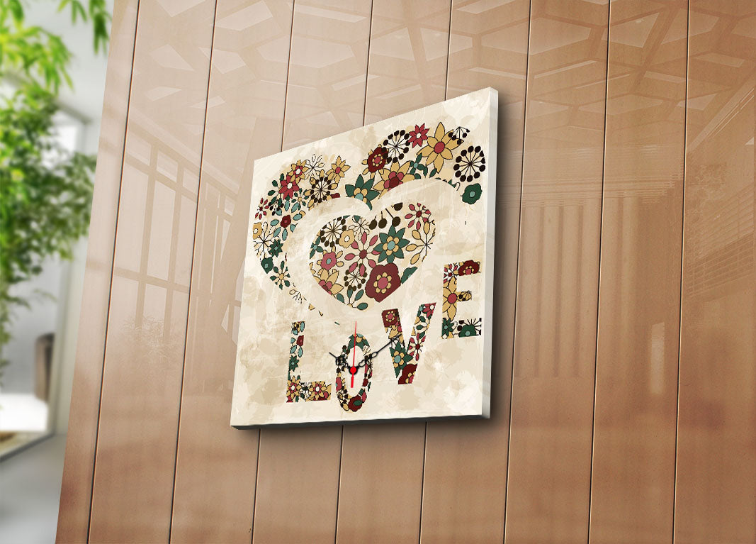 Relógio de Parede Decorativo em Tela Suede 45x45 cm – Multicolor, Moldura de Madeira 3 cm (Modelo 4545CS-50)