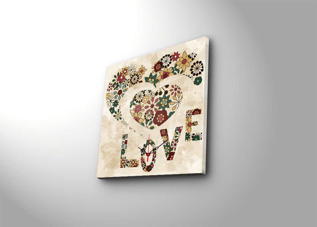 Relógio de Parede Decorativo em Tela Suede 45x45 cm – Multicolor, Moldura de Madeira 3 cm (Modelo 4545CS-50)