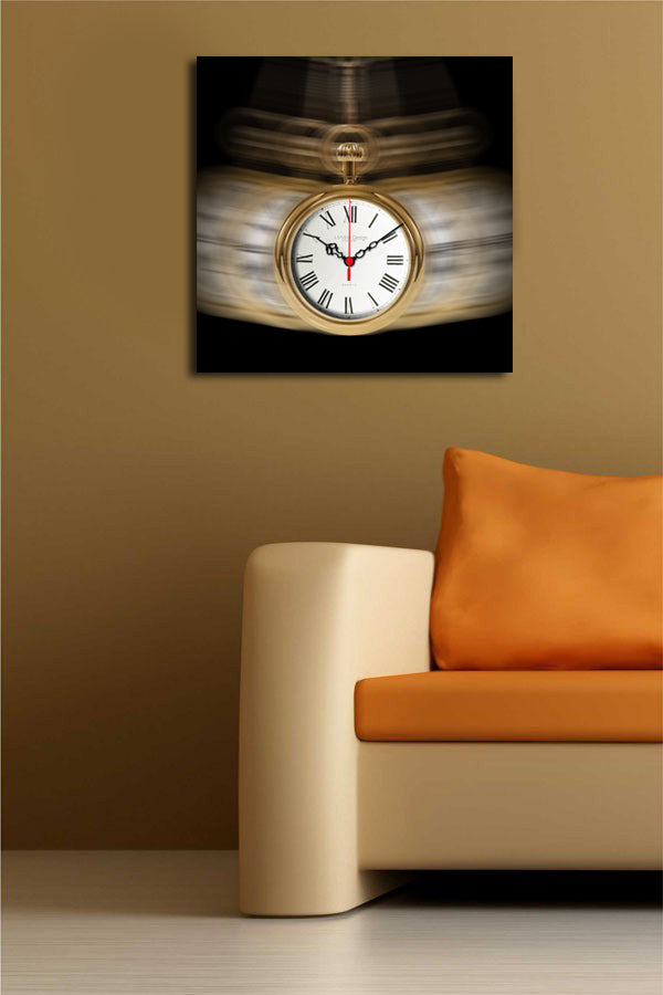 Relógio de Parede em Tela Decorativa Multicolor 45x45 cm - Canvas 100% tipo camurça, Moldura de Madeira 3 cm