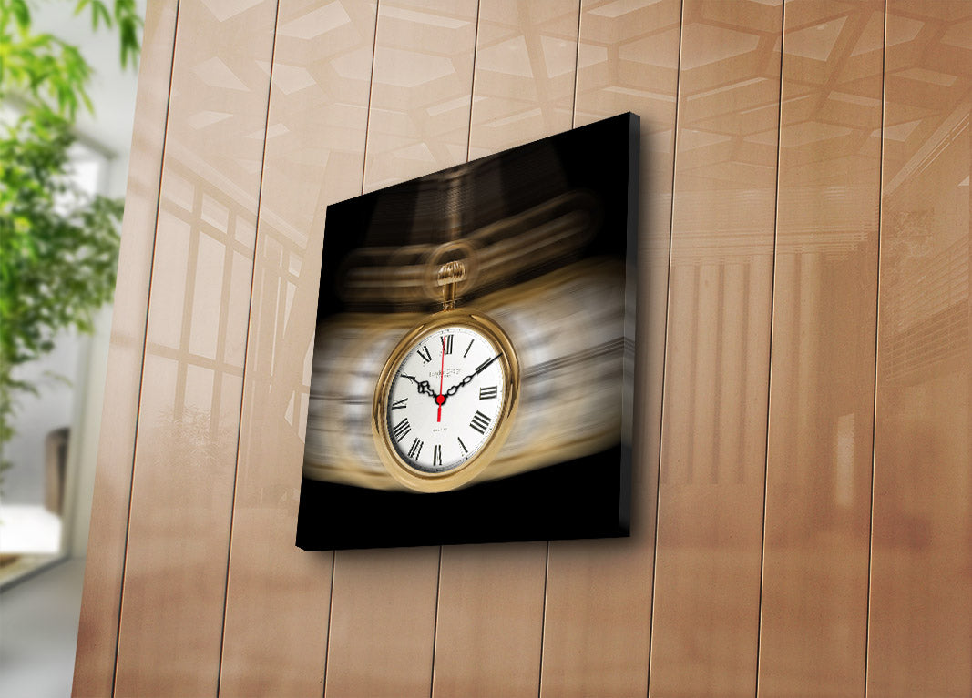 Relógio de Parede em Tela Decorativa Multicolor 45x45 cm - Canvas 100% tipo camurça, Moldura de Madeira 3 cm