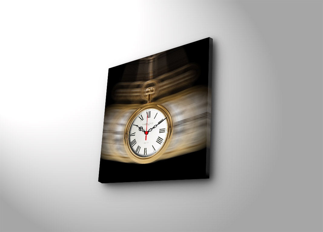 Relógio de Parede em Tela Decorativa Multicolor 45x45 cm - Canvas 100% tipo camurça, Moldura de Madeira 3 cm