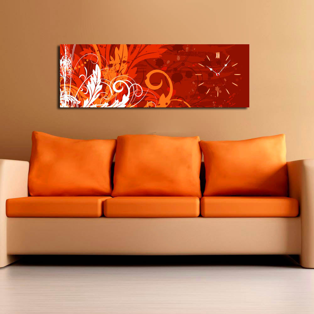Relógio de Parede Decorativo em Tela Suede 100%, Multicolor, 30x90 cm, Moldura de Madeira 3 cm (Modelo 3090CS-5)