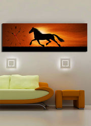 Relógio de Parede em Tela Decorativa Multicolor 30x90 cm – Tela Suede 100% e Moldura de Madeira 3 cm