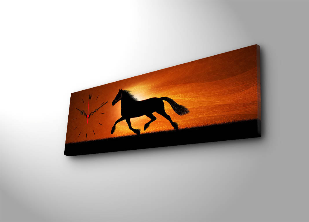 Relógio de Parede em Tela Decorativa Multicolor 30x90 cm – Tela Suede 100% e Moldura de Madeira 3 cm