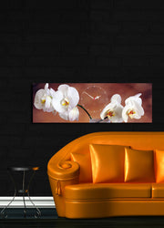 Relógio de Parede em Tela Suede (Canvas) 30x90 cm Multicolor com Moldura de Madeira 3 cm – Modelo 3090CS-28