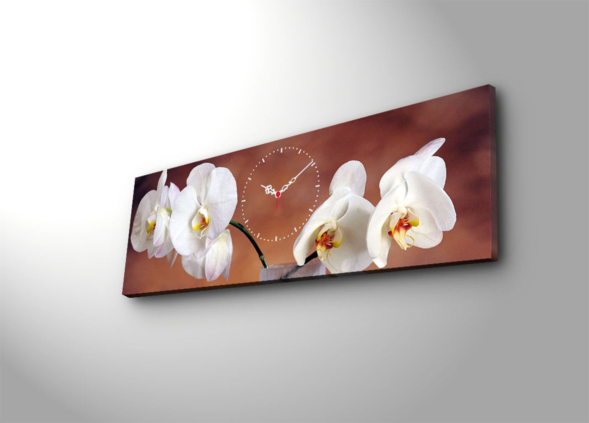 Relógio de Parede em Tela Suede (Canvas) 30x90 cm Multicolor com Moldura de Madeira 3 cm – Modelo 3090CS-28