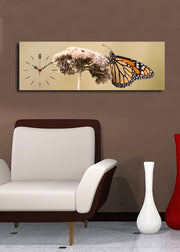 Relógio de Parede em Tela Suede Multicolor 30x90 cm com Moldura de Madeira 3 cm (Modelo 3090CS-33)