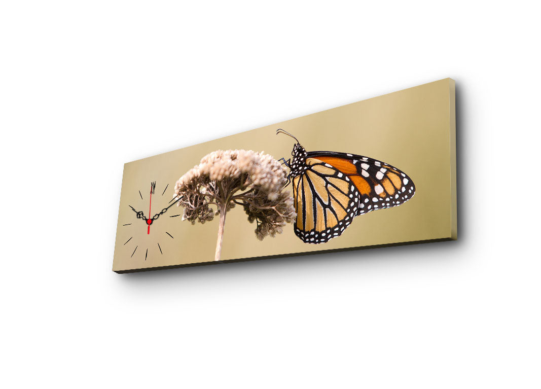 Relógio de Parede em Tela Suede Multicolor 30x90 cm com Moldura de Madeira 3 cm (Modelo 3090CS-33)