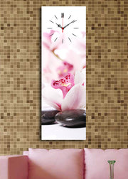 Relógio de Parede em Tela Decorativa Multicolor 30x90 cm — Tela de Camurça 100% e Moldura de Madeira 3 cm (3090CS-37)