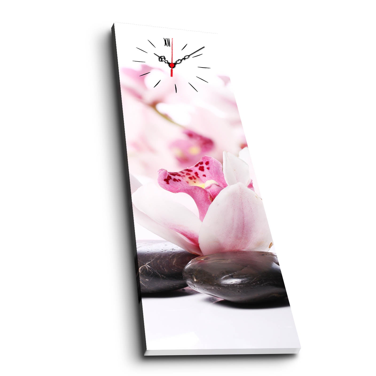Relógio de Parede em Tela Decorativa Multicolor 30x90 cm — Tela de Camurça 100% e Moldura de Madeira 3 cm (3090CS-37)