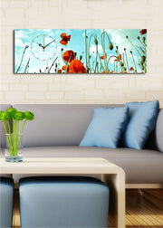 Relógio de Parede Decorativo em Tela (30x90 cm), Multicolor — Canvas Suede 100% com Moldura de Madeira 3 cm