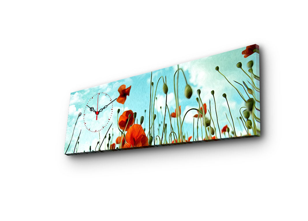 Relógio de Parede Decorativo em Tela (30x90 cm), Multicolor — Canvas Suede 100% com Moldura de Madeira 3 cm