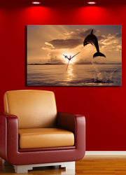 Relógio de Parede em Tela Decorativa Multicolor 45 x 70 cm – Suede 100% e Moldura de Madeira 3 cm | Modelo 5070CS-32 (Ref. 228CLA1687)
