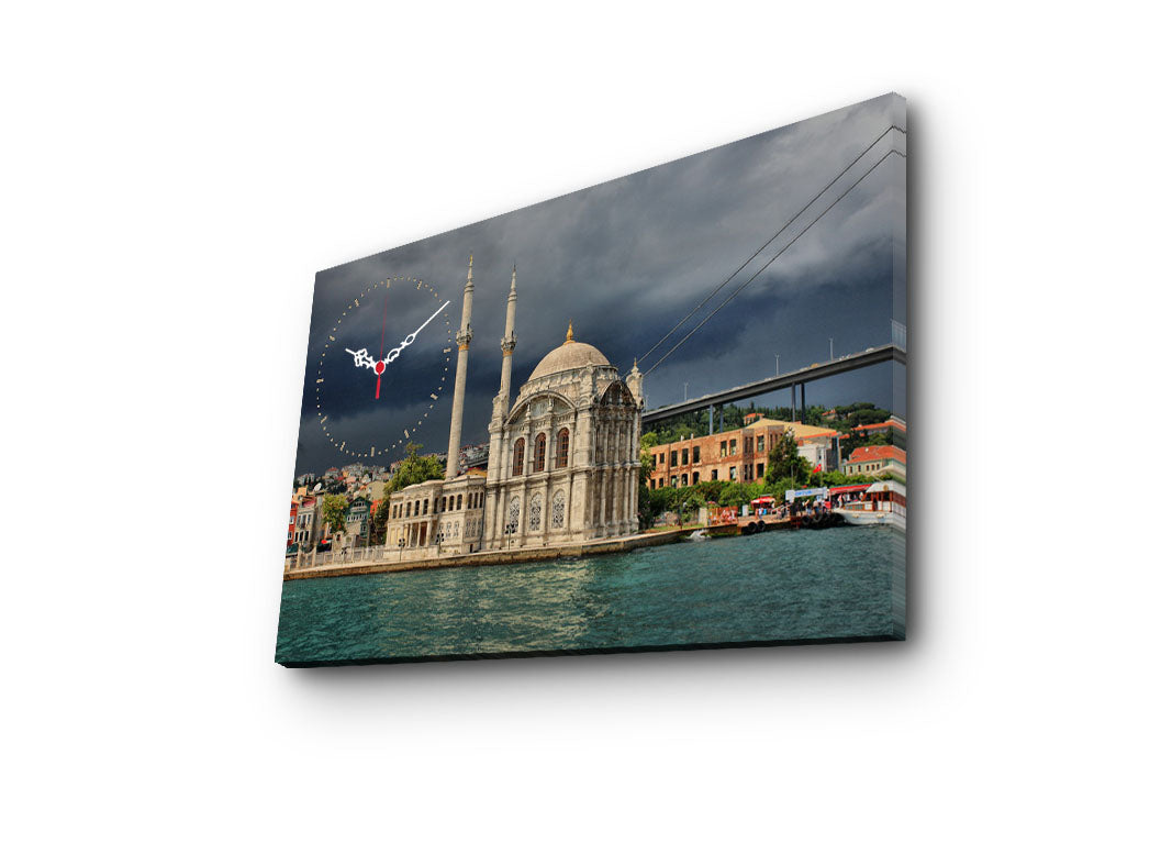 Relógio de Parede Decorativo em Tela Suede 100% - Multicolor, 45 x 70 cm, Moldura de Madeira 3 cm