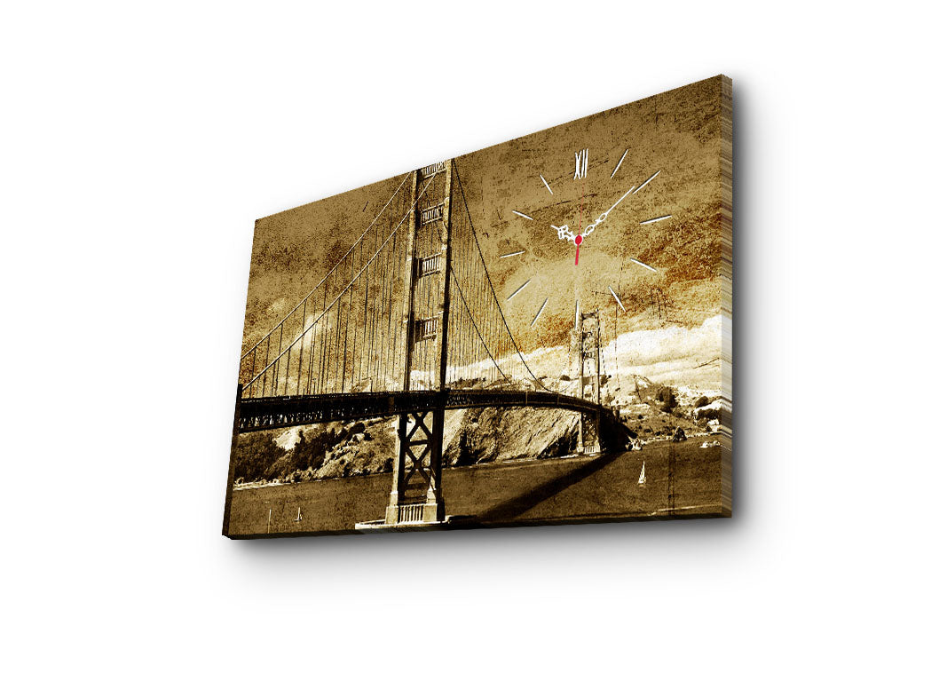 Relógio de Parede em Tela Decorativa Multicolor 45x70 cm, Tela Suede 100% e Moldura de Madeira 3 cm – 5070CS-66